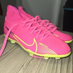 Nike Women's Neon Pink and Volt Mercurial Soccer Cleats